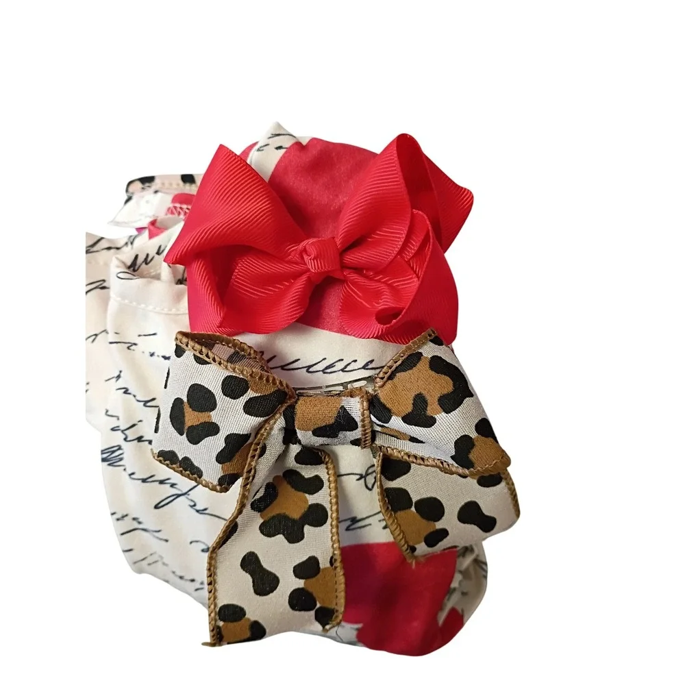 BMG Toddler Girls Valentine Heart & Leopard Print Dress‎ Set with Bows 2T 3T